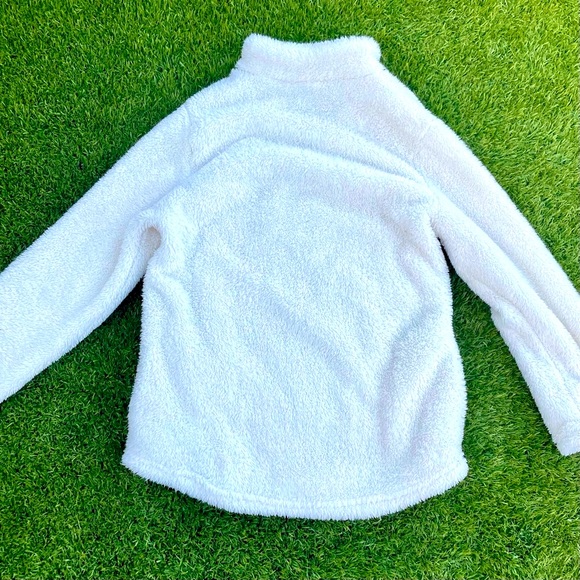 White Sherpa Pullover Quarter Zip Fuzzy Fleece Teddy Sweatshirt, Size S - Picture 3 of 7
